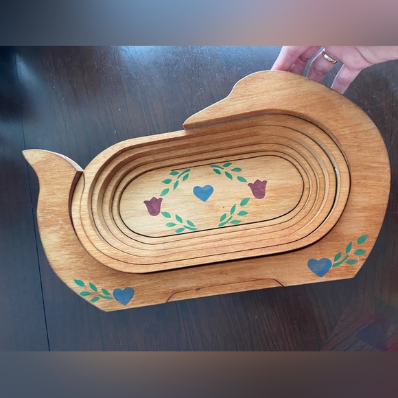 Vintage 1986 "Squash basket" by Holmes Ent. Wood Collapsible Basket Unsigned - Picture 3 of 11